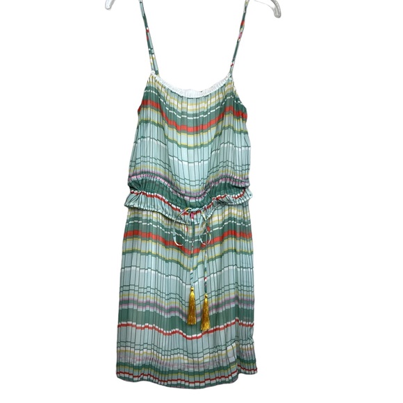 See By Chloe Pleated Striped Dress With Tassle Tie, Size 8 - Picture 6 of 13